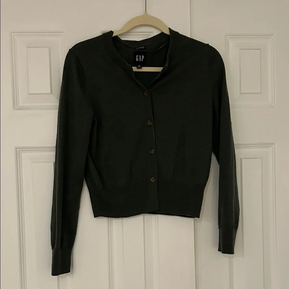 GAP Olive Green Merino Cardigan - Picture 1 of 6